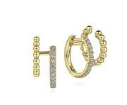 14K Yellow Gold Double Hoop Diamond Earrings